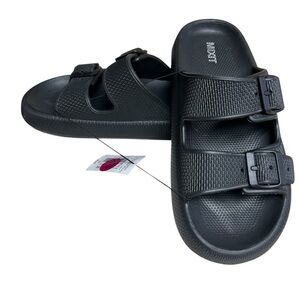 NWT Mixit 2 Buckle Cushion Black Sandals 10